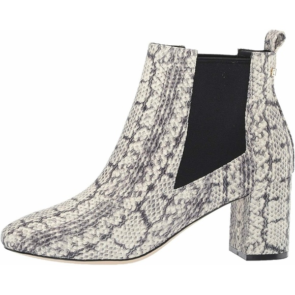 Cole Haan Nitasha Python Gray Leather Bootie Snake Ankle Chelsea Block Heel Boot - Picture 3 of 9